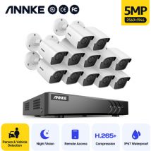 ANNKE 5MP Système de Caméra Surveillance DVR 12×Caméras Vision Nocture Alerte E-Mail Détection Mouvement Kit Vidéosurveillance Système