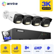 Annke - 8 Channel 3K 4 Cameras PoE Security System,30721728 Resolution, Human & Vehicle Detection,Color & ir Night Vision, Built-in Microphone, IP67