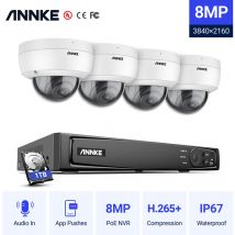 4K uhd Vandal-Resistant Outdoor PoE 4 × Camera exir Night Vision 1TB hdd for 24/7 Continuous Recording - Annke