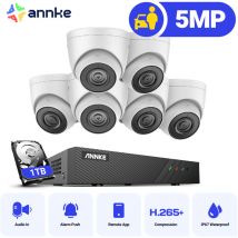 ANNKE 8 Channel PoE Security System with 6 Turret Cameras, IP67 Waterproof,EXIR 2.0 Night Vision, Built-in Mic & SD Card Slot, Works with Alexa - 1TB