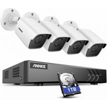 Annke - 8CH 5MP H.265+DVR, Kit Telecamera cctv da Esterno Cablata 4 Telecamere da 5MP (2560TVL), Rilevamento Persona/Veicolo, Visione Notturna 100ft,