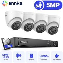 Annke - 8CH cctv kit 4K nvr 4×5MP ir network camera night vision IP67 motion detection remote view security camera system - 1TB hdd