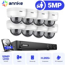 8CH cctv Kit 4K poe nvr 8×5MP Camera Full hd ir Night Vision Waterproof Dome Camera Motion Detection Remote Monitoring Security System White - 1TB