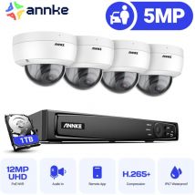 8CH Kit de Cámara de Vigilancia 4K nvr 4×5MP Cámara Visión Nocturna Cámara Domo Detección Movimiento Remoto Seguridad Sistema - 1TB hdd - Annke