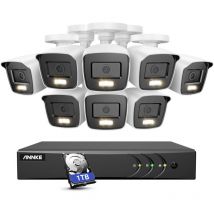 ANNKE 8CH Kit de Vidéosurveillance Extérieures,5MP DVR et 8 Caméras Couleur Vision Nocturne Filaires HD 1080P,Alerte E-Mail, Détection Mouvement