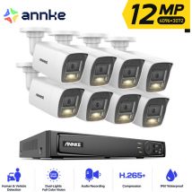 12MP PoE Kits de videovigilancia,8pcs Cámaras Exterior Seguridad,Detección Movimiento,Grabación 24/7 Vision Nocturna - Annke