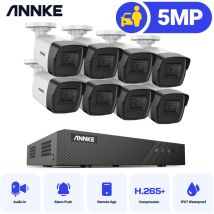 Annke - 5MP PoE Kit Caméra Surveillance Extérieure Vision Nocturne avec Audio Détection de Movement Système de Sécurité Vidéo 8×Caméra