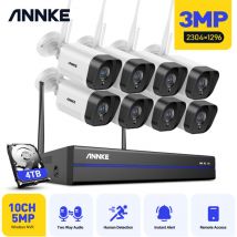 Annke - kit videosorveglianza wireless 3MP× 8 telecamere visione notturna WiFi telecamere sorveglianza sistema 4TB