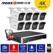 8MP 4K Ultra hd PoE onvif nvr Système de caméra de sécurité Bullet avec caméras ip filaires 12MP 32CH nvr H.265+ Kits de vidéosurveillance de codage