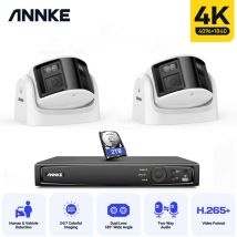 2pcs 8MP Kit de cámara de seguridad panorámica 180° lente dual audio bidireccional, sistema de vigilancia de seguridad,2TB hdd - Annke
