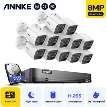 8MP Ultra hd Security Cameras cctv Kit 16 Channel H.265+ Security Video dvr 8Cameras -2TB hdd - Annke