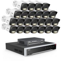 3K Cámara de seguridad exterior, 32ch nvr 24 cámara ip PoE detección de personas vehículos, visión nocturna color, kit de videovigilancia,4TB hdd