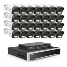 3K Cámara de seguridad exterior, 32ch nvr 28 cámara ip PoE detección de personas vehículos, visión nocturna color, kit de videovigilancia,6TB hdd