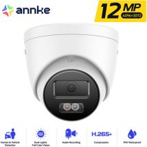 Caméra de surveillance poe 12 mp Caméra de détection de personnes/véhicules extérieure, vision nocturne couleur 100 pieds, H.265+, étanche IP67,