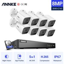 Système de caméra de vidéosurveillance dvr Ultra hd 4K H.265 à 8 canaux et 8 caméras hd 4K haute définition avec vision nocturne infrarouge exir led