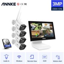 Annke - Système de caméra de sécurité nvr sans fil hd 4 canaux 5MP avec caméras WiFi 3MP Micro de vision nocturne 100 pieds Moniteur lcd 10,1 pouces