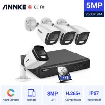 Sannce - annke Système de caméra de sécurité nvr sans fil Super hd 4 canaux 5 mp avec caméras WiFi 3 mp Vision nocturne H.264 + lcd 10,1' MIP66