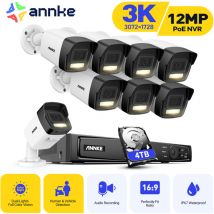 Annke - PoE Kit Cámaras de Vigilancia Exterior 8CH 8×5MP Cámaras Color Visión Nocturna Audio Alertas Detección Movimiento,4TB hdd