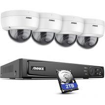 Sannce - annke H800 8MP 4K Ultra hd PoE Système de Caméras de Sécurité, nvr H.265+ avec 4 Caméras Dome 4K, Détection des Personnes et des Véhicules,