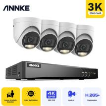 Annke - 3K hd Security Camera System Kit Night Vision Built-in Mic 8MP 8CH Security dvr Recorder Set 4Camera