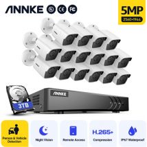 Annke - Home 5MP H.265 Pro Système de caméra de sécurité filaire dvr avec caméras hd 5MP pour kits de vidéosurveillance en plein air 16 caméras