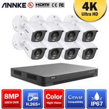 Annke - Kit Caméra de Surveillance 16 canaux 4K Ultra hd dvr cctv Vision Nocturne Couleur 3K H.265 Pro pour Kit de Vidéosurveillance 8 Caméras - 0TB