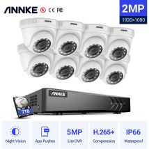 Annke - Kit caméra de surveillance filaire 8CH 5 en 1 dvr 5MP enregistreur + 8 caméra hd 1080P Extérieur vision nocture 20m – avec 8 caméra dôme +