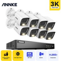 Annke - Kit Caméra de Surveillance,4K Ultra hd 8CH Enregistreur dvr 3K Étanche Vision Nocturne Caméra 8 Caméra - 0TB hdd