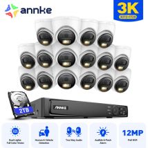 Kit de Cámara de Videovigilancia Exterior 5MP 16CH con 16 Cámaras IP,Audio Bidireccional,Visión Nocturna IR,Detección de Movimiento Inteligente