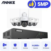 Annke - Kit de Vidéosurveillance Extérieur Filaire NVR,4 Caméras poe +Caméra WiFi ptz 20XDétection Mouvement,IR Vision Nocturne,Interphone Vocal