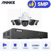 Annke - Kit de Vidéosurveillance Extérieur Filaire PoE NVR,4 Caméras +Caméra WiFi ptz 20X Vision Nocturne ir Interphone Vocal Bidirectionnel Système