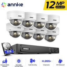 ANNKE Kit de vidéosurveillance extérieure 12 MP, 8 caméras extérieures couleur et vision nocturne IR, microphone intégré, détection de