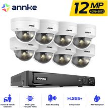 Annke - Kit de vidéosurveillance extérieure 12 mp, 8 caméras extérieures couleur et vision nocturne ir, microphone intégré, détection de