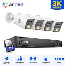 Annke - Kit de Vidéosurveillance Exterieure 8CH nvr 4×Caméras Intelligente Double Lumière Vision Nocturne, Audio 2 Voies,Détection Mouvement,Kit