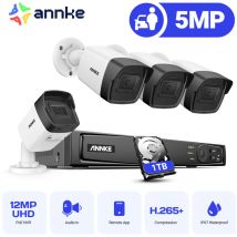 Annke - Kit de Vidéosurveillance Exterieure 8CH nvr avec 4 Caméras ip PoE Dome Vision Nocturne Detection Mouvrment Accès Distance - 1TB disque dur