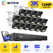 ANNKE 3K Kabelgebundenes Videoüberwachungsset Außenbereich, Überwachungskamera mit 16Kanal NVR und 12x5MP PoE IP Kamera, Personen-/Fahrzeugerkennung,