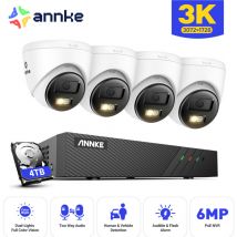 Annke - Kit di Videosorveglianza poe Esterno 4×5MP ip Telecamere Visione Notturna Colori,Audio Bidirezionale,Rilevamento Movimento, app/pc