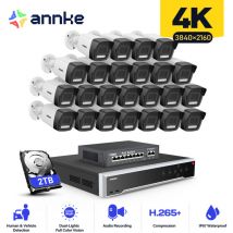 Cámara de seguridad exterior,32ch nvr 24× cámara PoE detección movimiento visión nocturna kit de videovigilancia,2TB hdd - Annke