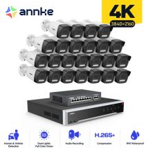 Annke - Cámara de seguridad exterior,32ch nvr 24× cámara PoE detección movimiento visión nocturna kit de videovigilancia