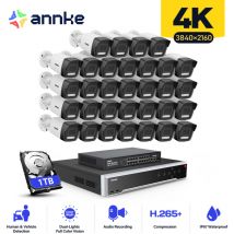 Cámara de seguridad exterior,32ch nvr 32× cámara PoE detección movimiento visión nocturna kit de videovigilancia,1TB hdd - Annke