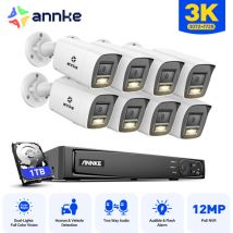 Annke - Kits de Videovigilancia Exterior 8CH nvr 8 × Cámaras Smart Doble Luz Visión Nocturna,Audio Bidireccional,Detección Movimiento,APP/PC Remota