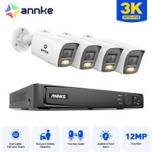 Kits de Videovigilancia Exterior 8CH nvr 4 × Cámaras Smart Doble Luz Visión Nocturna,Audio Bidireccional,Detección Movimiento,APP/PC Remota - Annke