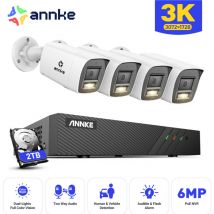 Annke - Outdoor Video Surveillance Kit 4×5MP ip Cameras 2-Way Audio, Motion Detection, Color Night Vision, app/pc Remote poe Video Surveillance 2TB
