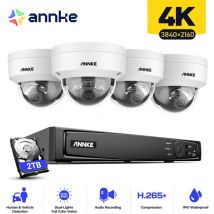 Annke PoE Kit de Vidéosurveillance nvr Extérieure Vision Nocturne Détection Movement 4K Système de Caméra de Sécurité 4×Caméra 2TB