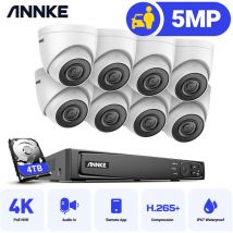 ANNKE 5MP CCTV Kit 16 Channel PoE NVR Outdoor Indoor Night Vision Motion Detection Remote Monitoring 8 × Turret Cameras Security System - 4TB HDD