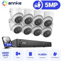 ANNKE 5MP CCTV Kit 16 Channel PoE NVR Outdoor Indoor Night Vision Motion Detection Remote Monitoring 8 × Turret Cameras Security System - 4TB HDD