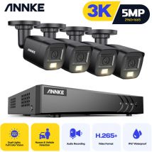 Annke - 5MP Kit di Videosorveglianza 8CH 5 in 1 Video H.265+ dvr Microfono ir Impermeabile 4×Telecamere - 0TB hdd