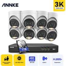 Annke - 8MP Ultra hd 8CH Security H.265+ Video Surveillance dvr Smart Home 3K hd Security Camera System Kit Waterproof Night Vision 8Camera Kit -1TB