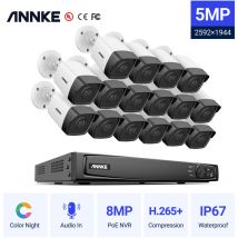 Système de caméra de sécurité ip PoE 5MP avec caméras Bullet Vision nocturne couleur onvif 16CH 4K nvr pour kits de vidéosurveillance cctv intérieur