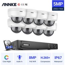 Annke - Système de caméra de sécurité ip PoE 5MP avec caméras dome onvif 16CH 4K nvr Vision nocturne couleur pour Surveillance cctv intérieure